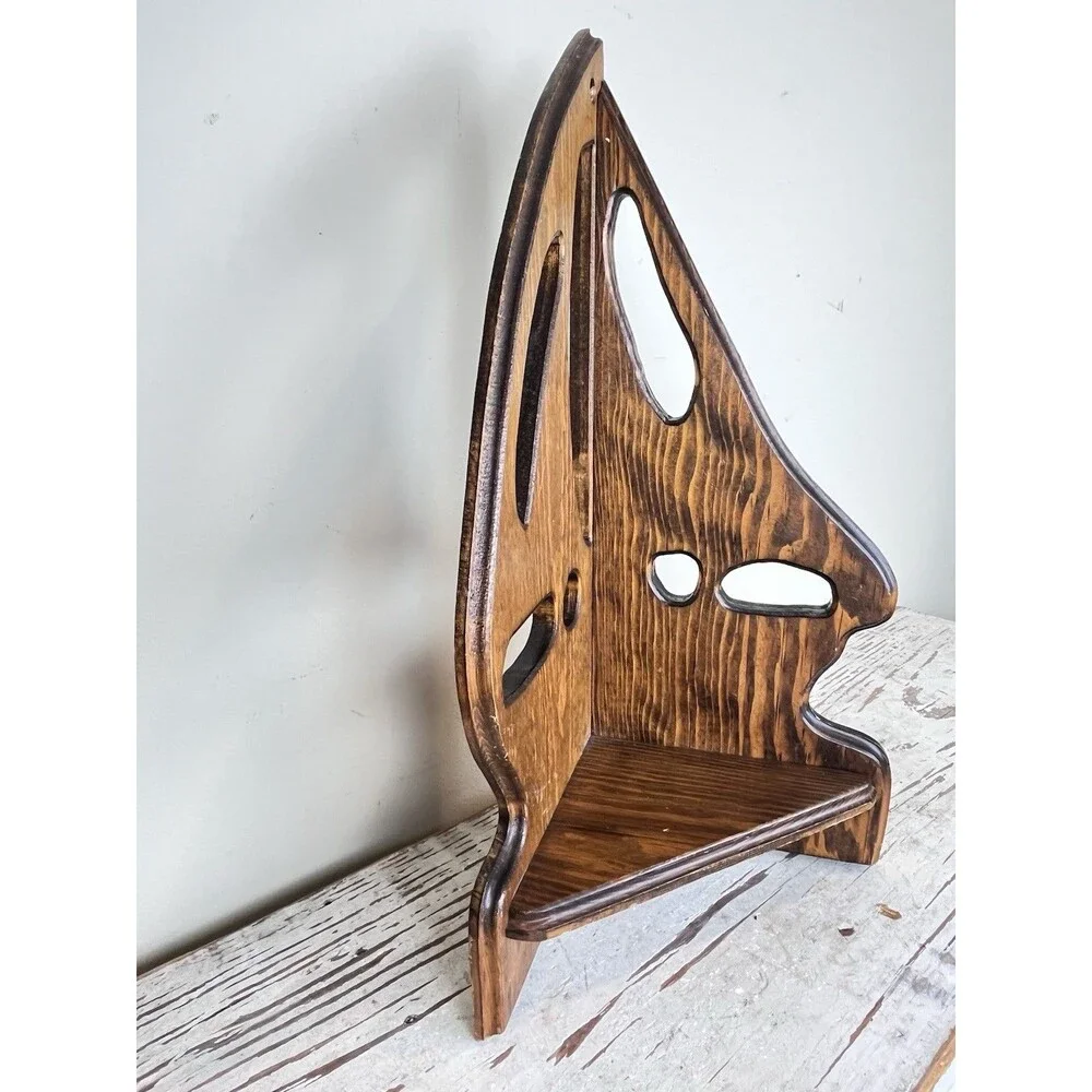 Nautical Vintage Wooden Sailboat Corner Table / Wall Hanging Shelf Coastal Home